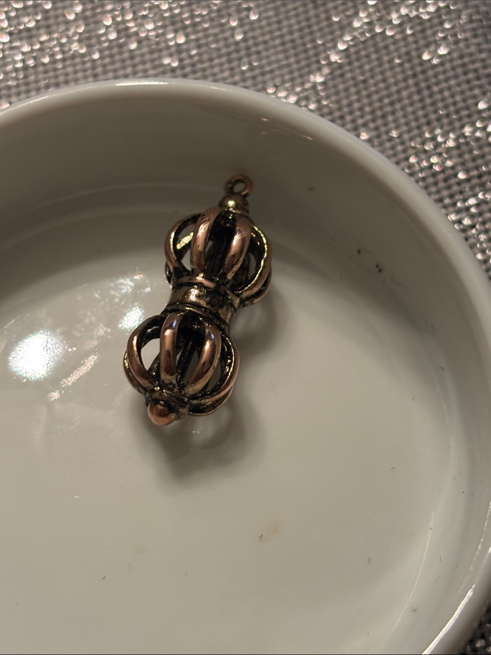 Tibetan Dorje Two-Tone Crown Pendant Necklace Charm - Rose Gold & Gold